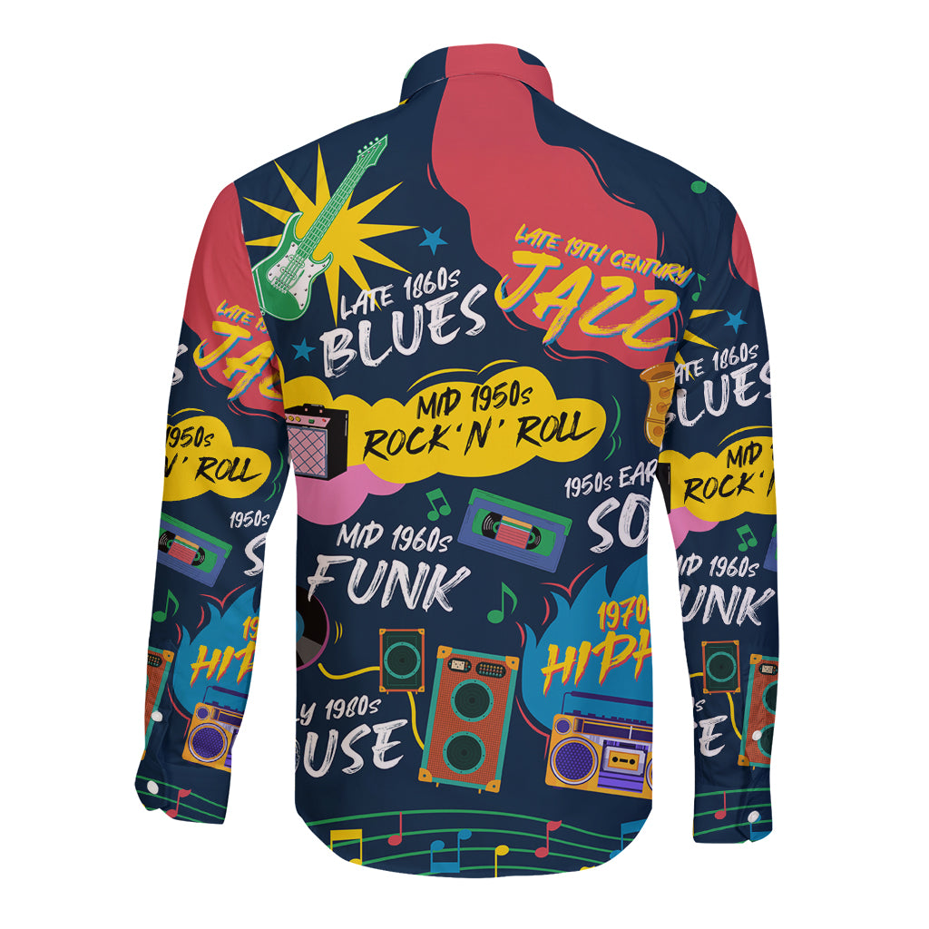 Music That Makes Us Proud African Long Sleeve Button Shirt Black People - Wonder Print Shop