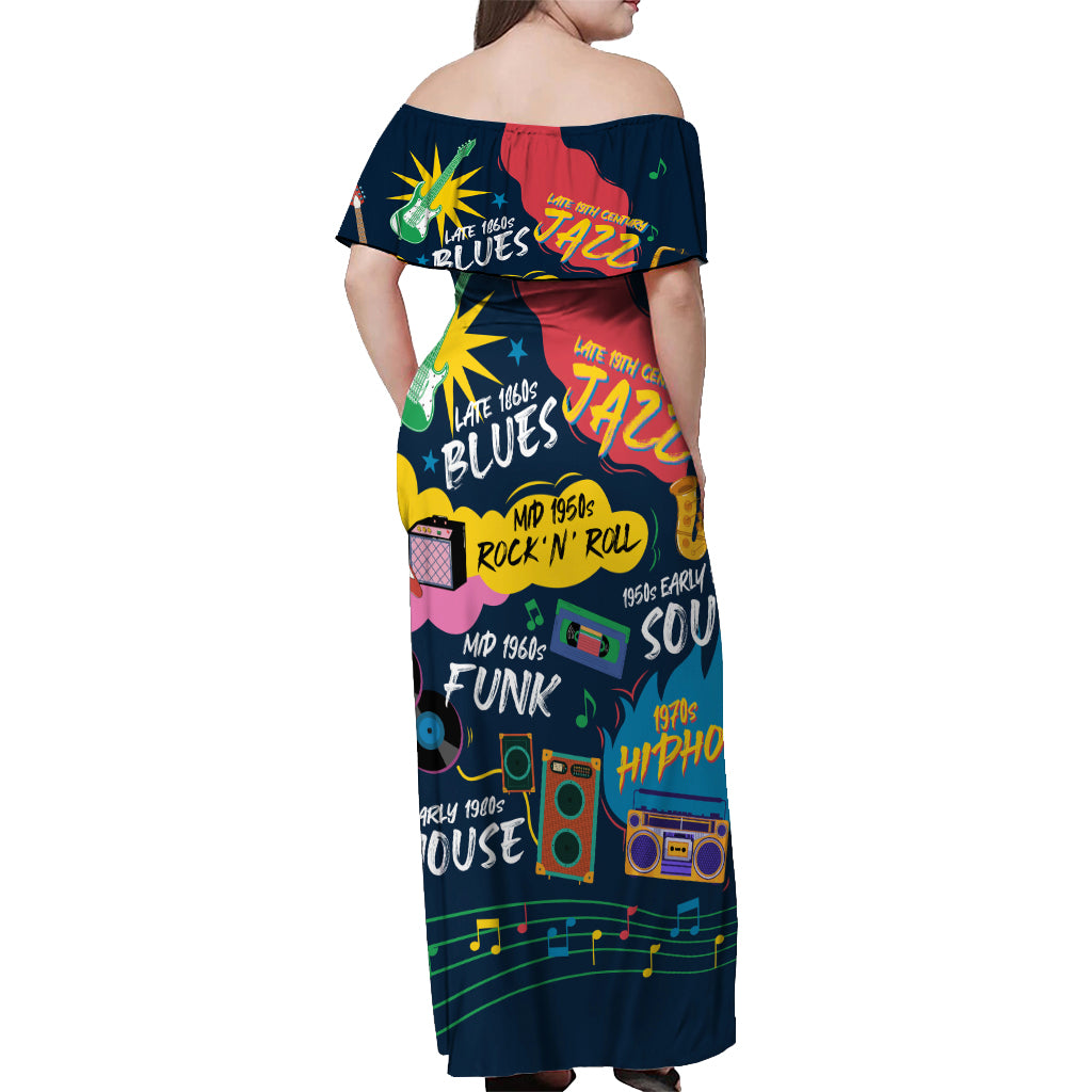 Music That Makes Us Proud African Off Shoulder Maxi Dress Black People - Wonder Print Shop