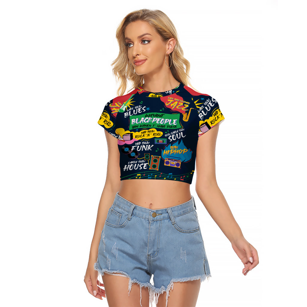 Music That Makes Us Proud African Raglan Cropped T Shirt Black People - Wonder Print Shop