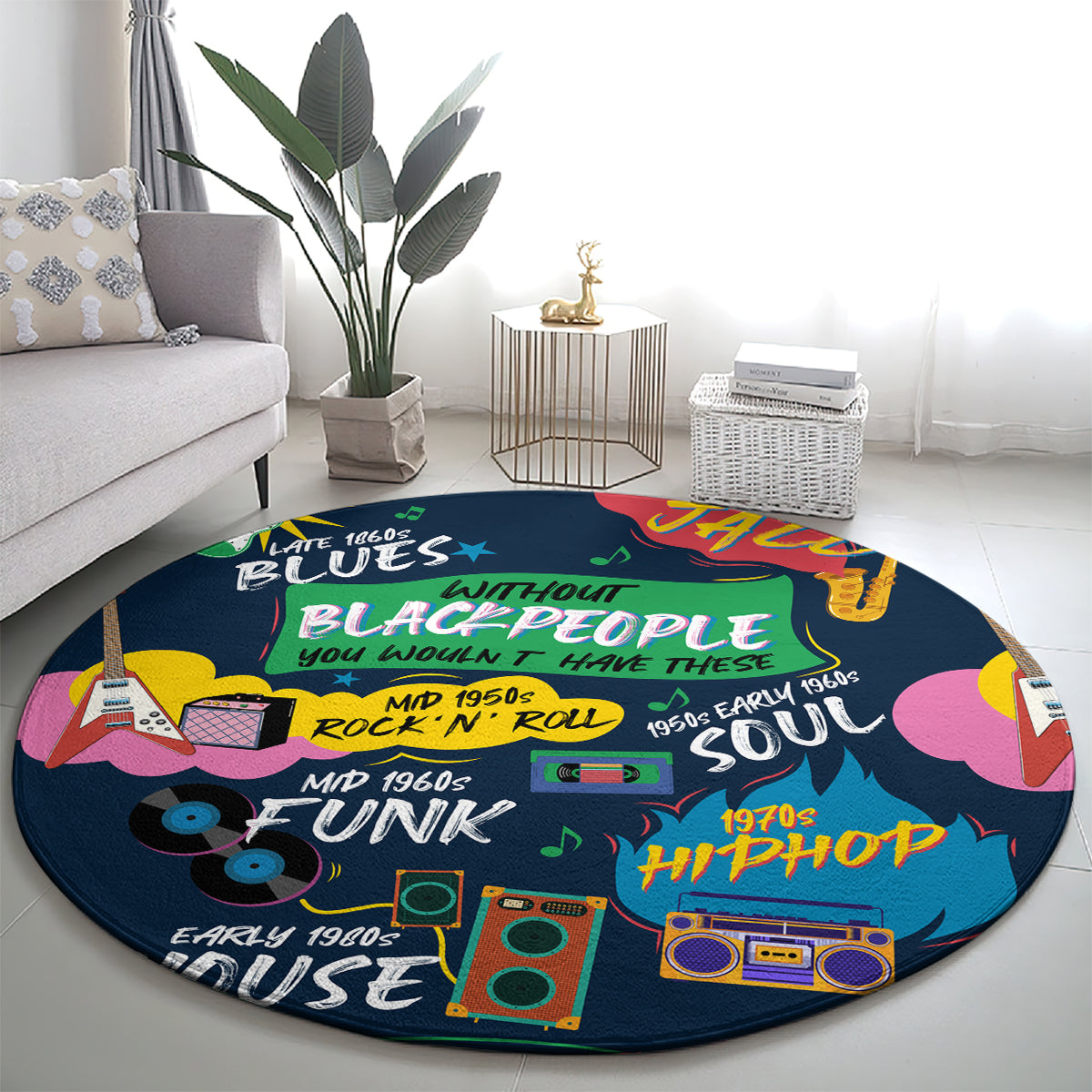 Music That Makes Us Proud African Round Carpet Black People DT02
