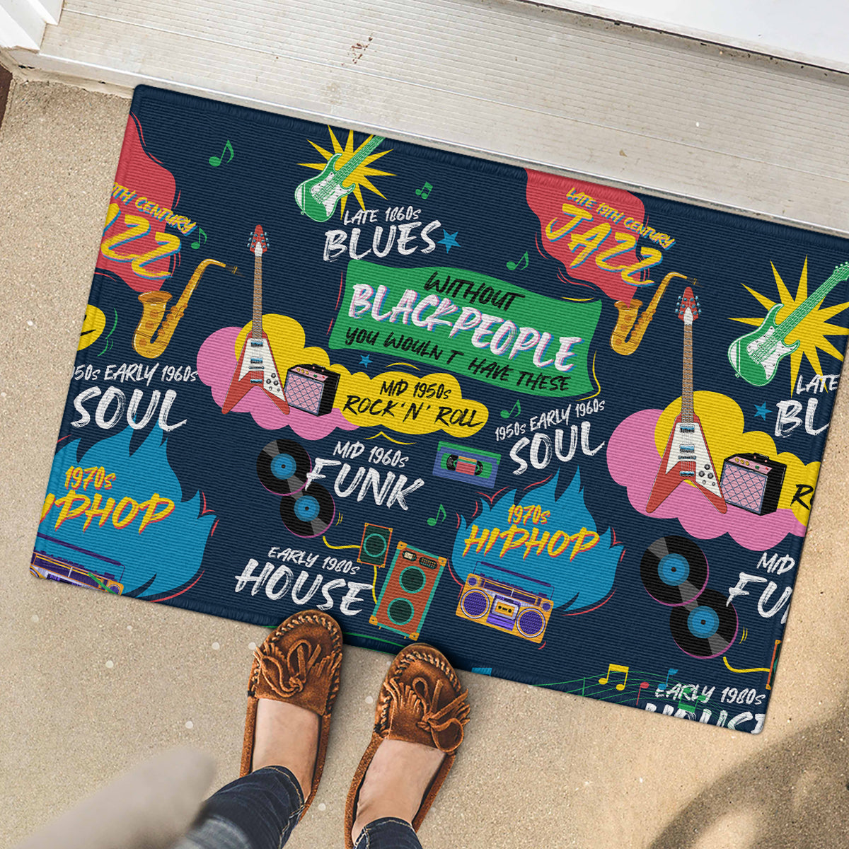 Music That Makes Us Proud African Rubber Doormat Black People - Wonder Print Shop