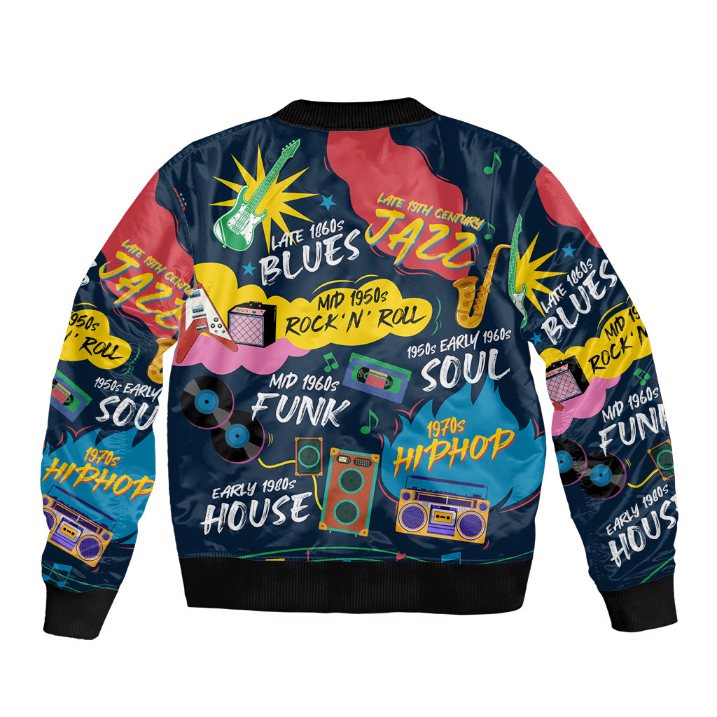 Music That Makes Us Proud African Sleeve Zip Bomber Jacket Black People - Wonder Print Shop