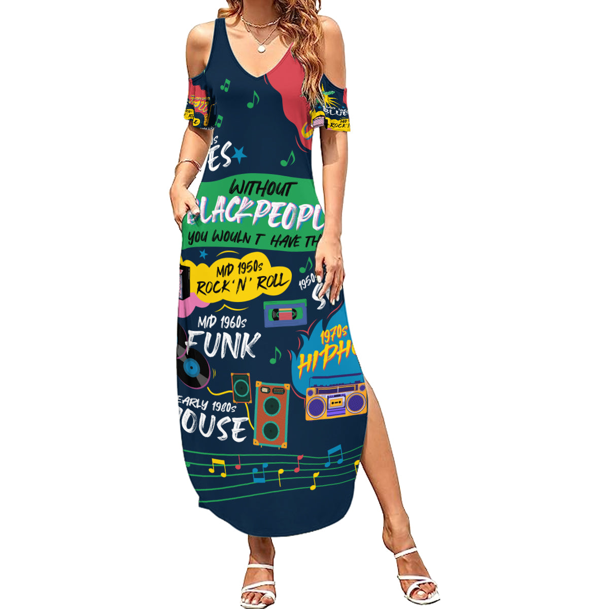 Music That Makes Us Proud African Summer Maxi Dress Black People - Wonder Print Shop