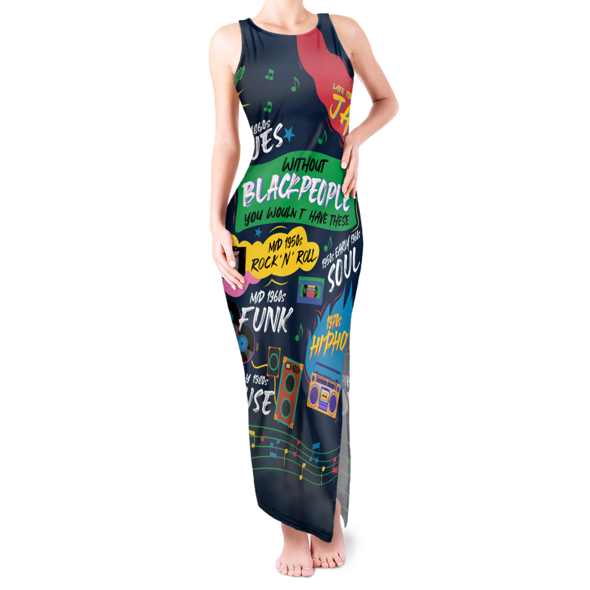 Music That Makes Us Proud African Tank Maxi Dress Black People - Wonder Print Shop