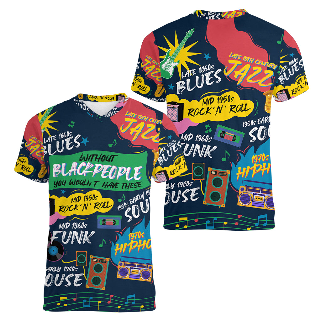 Music That Makes Us Proud African Women V Neck T Shirt Black People - Wonder Print Shop