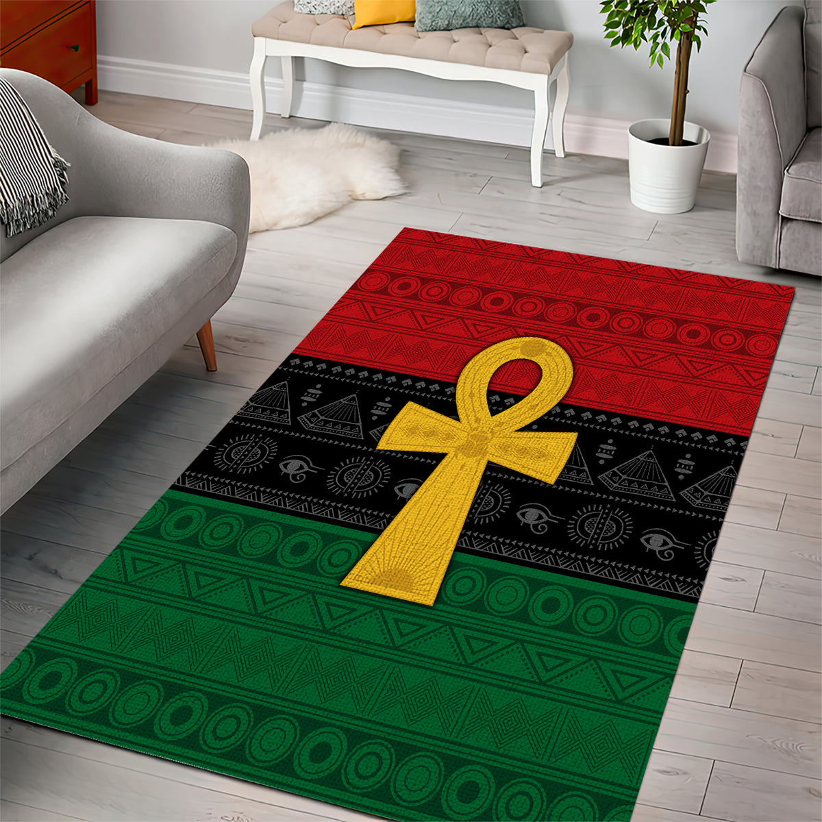 Pan African Ankh Area Rug Egyptian Cross - Wonder Print Shop
