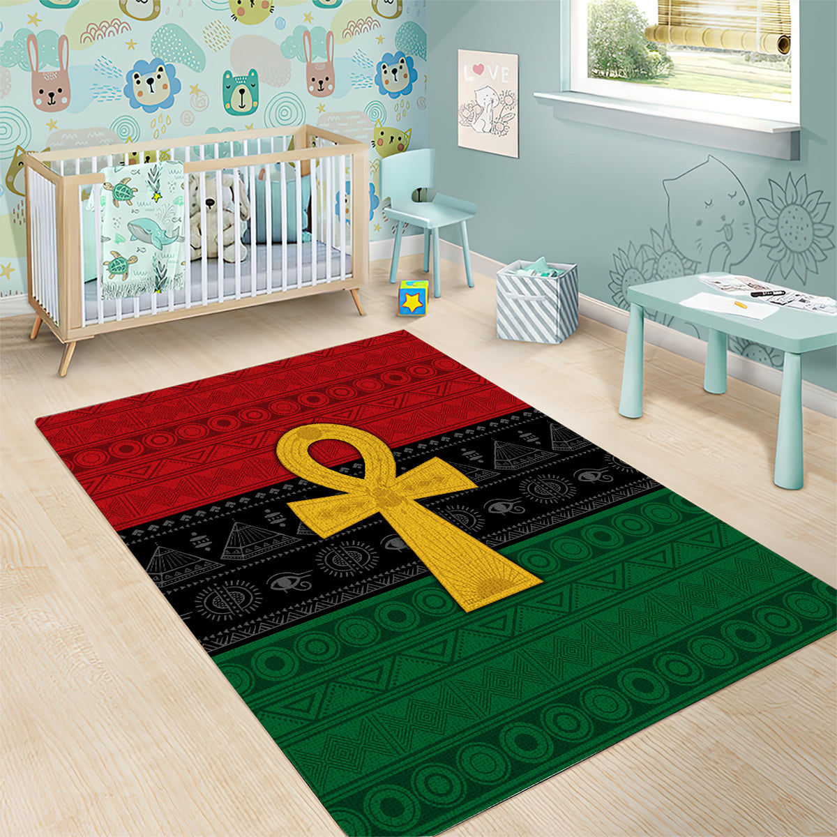 Pan African Ankh Area Rug Egyptian Cross - Wonder Print Shop