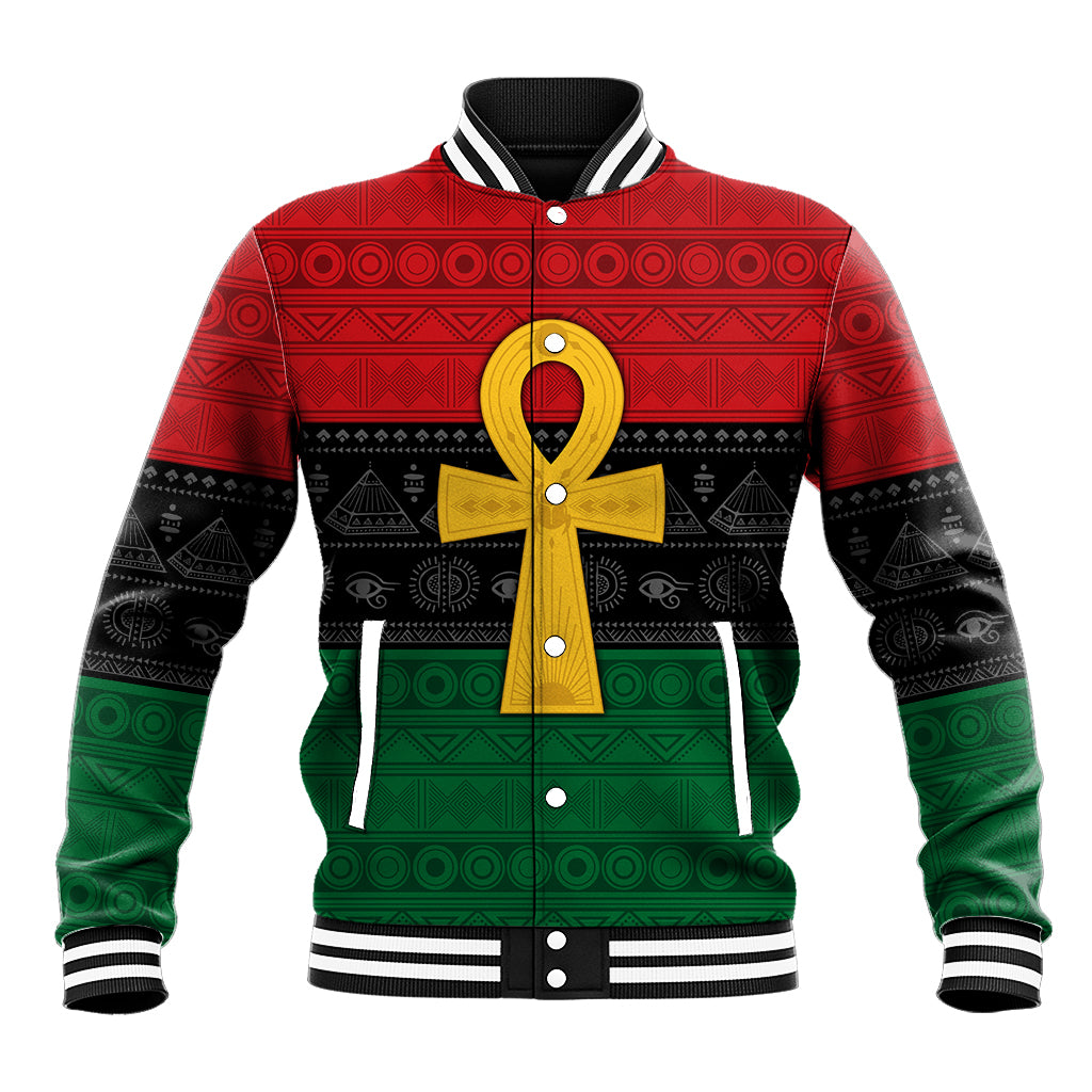 Pan African Ankh Baseball Jacket Egyptian Cross - Wonder Print Shop