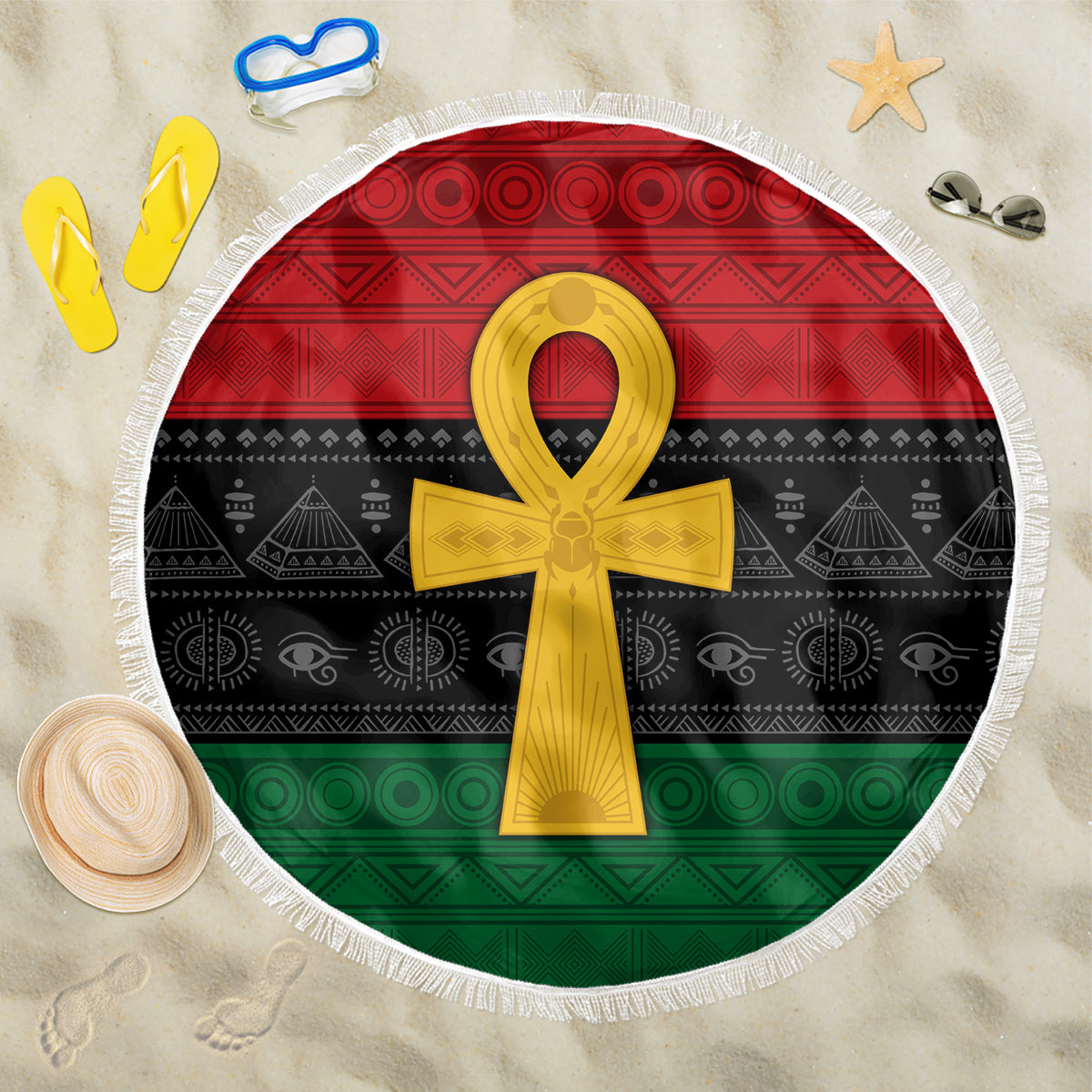 Pan African Ankh Beach Blanket Egyptian Cross - Wonder Print Shop