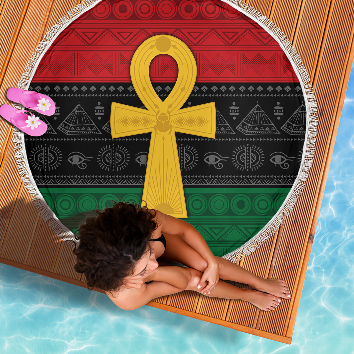 Pan African Ankh Beach Blanket Egyptian Cross - Wonder Print Shop