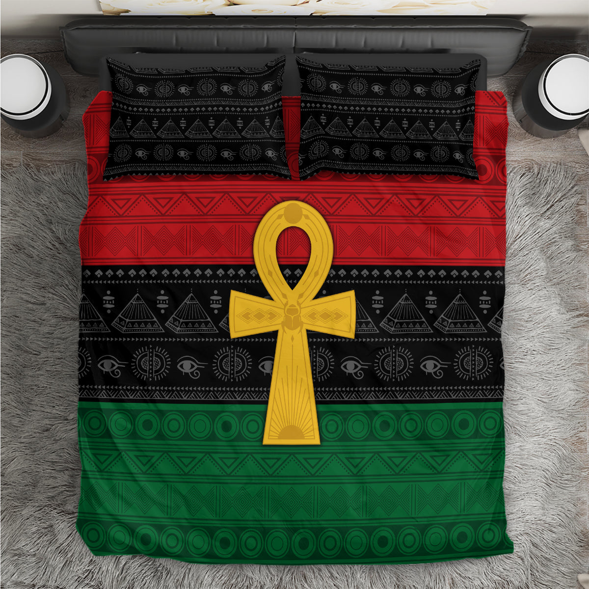 Pan African Ankh Bedding Set Egyptian Cross - Wonder Print Shop