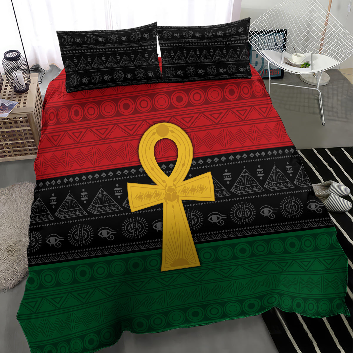 Pan African Ankh Bedding Set Egyptian Cross - Wonder Print Shop