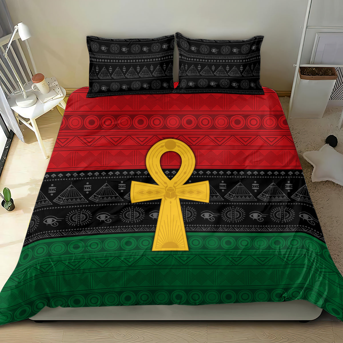 Pan African Ankh Bedding Set Egyptian Cross - Wonder Print Shop