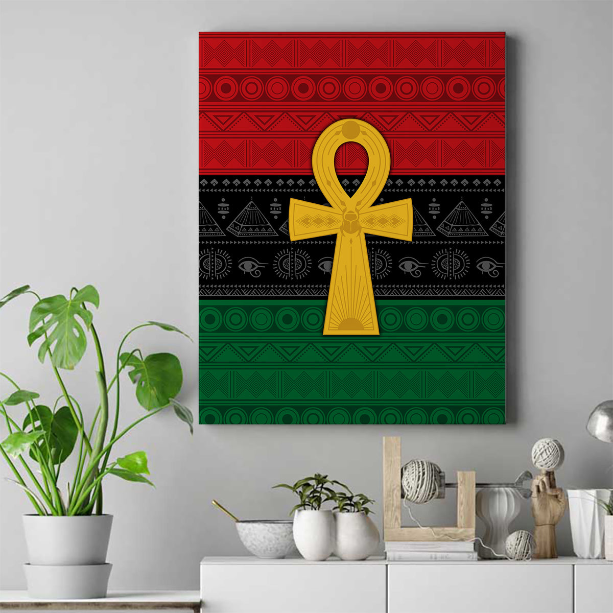 Pan African Ankh Canvas Wall Art Egyptian Cross - Wonder Print Shop