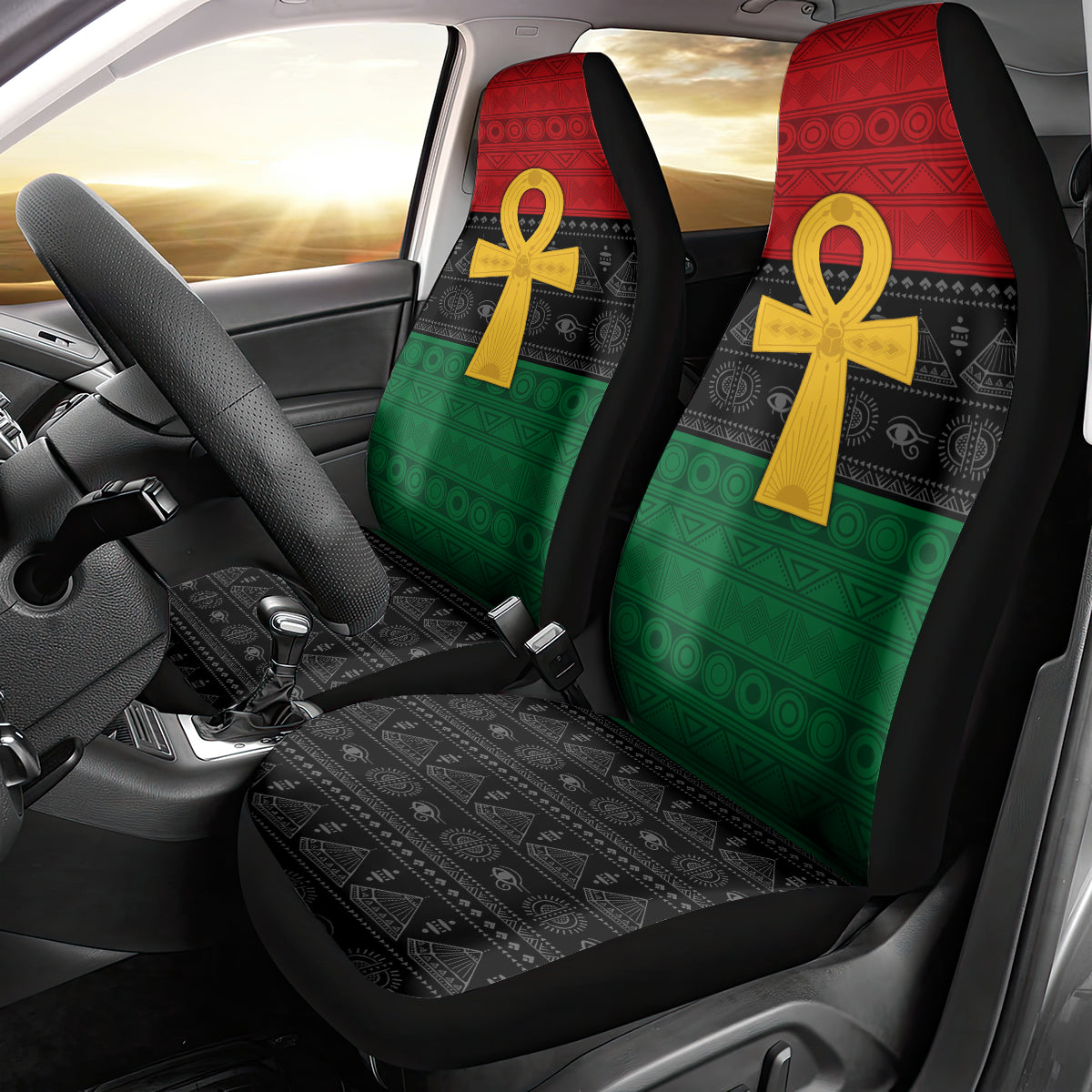 Pan African Ankh Car Seat Cover Egyptian Cross - Wonder Print Shop