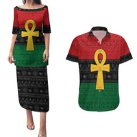 Pan African Ankh Couples Matching Puletasi and Hawaiian Shirt Egyptian Cross - Wonder Print Shop