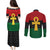Pan African Ankh Couples Matching Puletasi and Long Sleeve Button Shirt Egyptian Cross