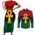 Pan African Ankh Couples Matching Short Sleeve Bodycon Dress and Long Sleeve Button Shirt Egyptian Cross