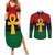 Pan African Ankh Couples Matching Summer Maxi Dress and Long Sleeve Button Shirt Egyptian Cross