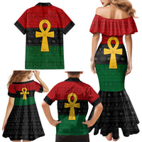 Pan African Ankh Family Matching Mermaid Dress and Hawaiian Shirt Egyptian Cross - Wonder Print Shop