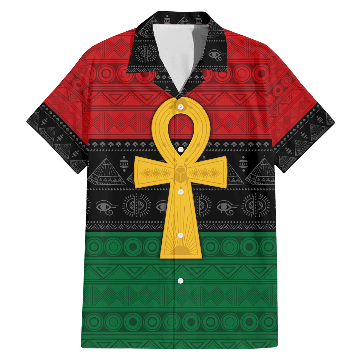 Pan African Ankh Family Matching Mermaid Dress and Hawaiian Shirt Egyptian Cross - Wonder Print Shop
