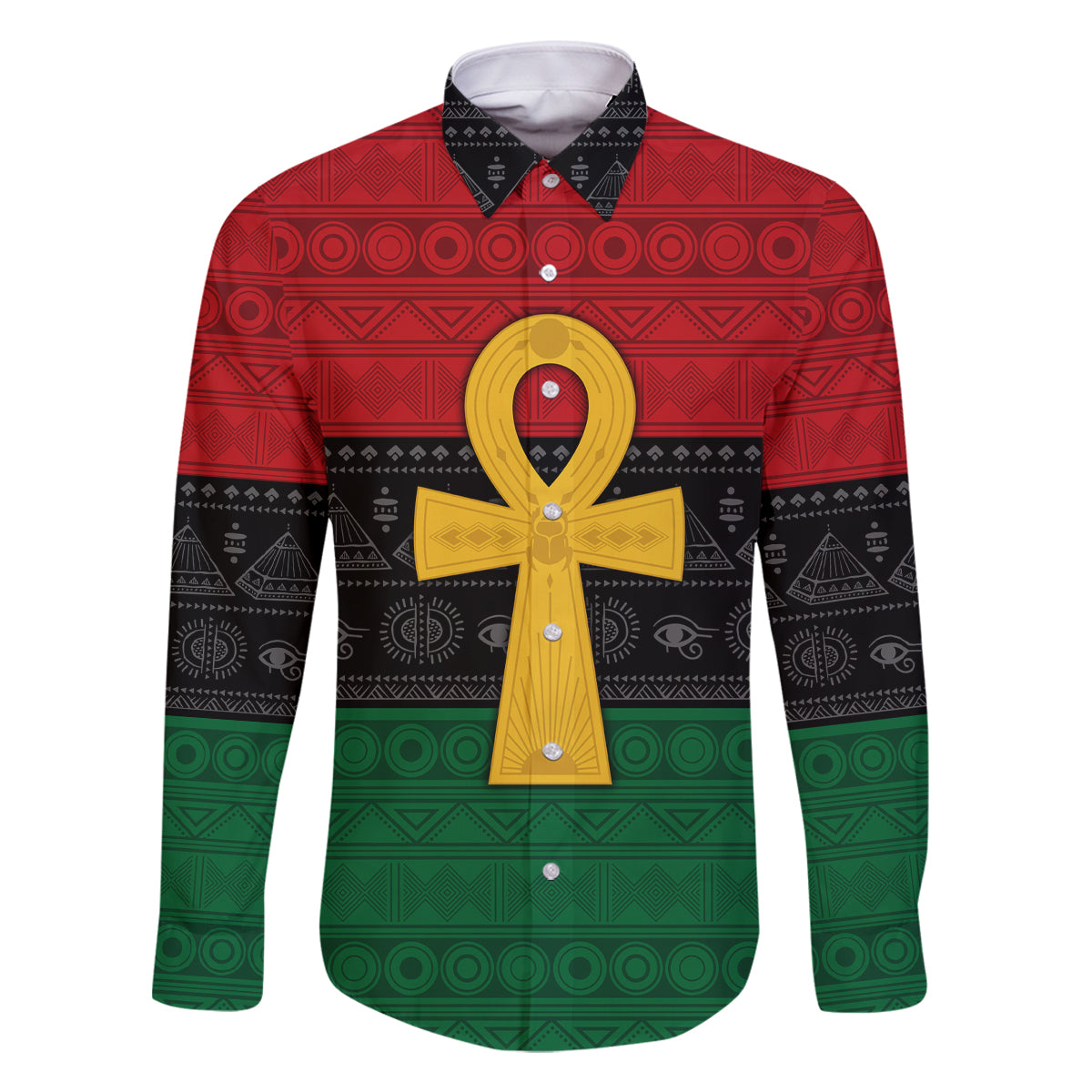 Pan African Ankh Family Matching Mermaid Dress and Hawaiian Shirt Egyptian Cross - Wonder Print Shop