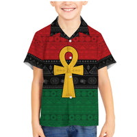 Pan African Ankh Family Matching Mermaid Dress and Hawaiian Shirt Egyptian Cross - Wonder Print Shop
