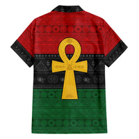 Pan African Ankh Family Matching Off Shoulder Maxi Dress and Hawaiian Shirt Egyptian Cross - Wonder Print Shop