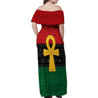 Pan African Ankh Family Matching Off Shoulder Maxi Dress and Hawaiian Shirt Egyptian Cross - Wonder Print Shop