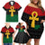 Pan African Ankh Family Matching Off Shoulder Short Dress and Hawaiian Shirt Egyptian Cross