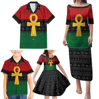 Pan African Ankh Family Matching Puletasi and Hawaiian Shirt Egyptian Cross - Wonder Print Shop