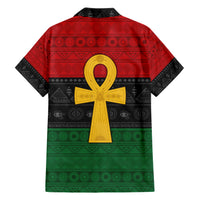 Pan African Ankh Family Matching Short Sleeve Bodycon Dress and Hawaiian Shirt Egyptian Cross - Wonder Print Shop