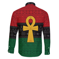 Pan African Ankh Family Matching Short Sleeve Bodycon Dress and Hawaiian Shirt Egyptian Cross - Wonder Print Shop