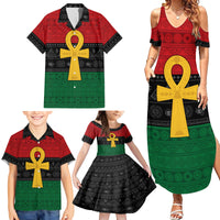 Pan African Ankh Family Matching Summer Maxi Dress and Hawaiian Shirt Egyptian Cross - Wonder Print Shop