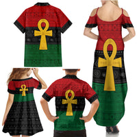 Pan African Ankh Family Matching Summer Maxi Dress and Hawaiian Shirt Egyptian Cross - Wonder Print Shop