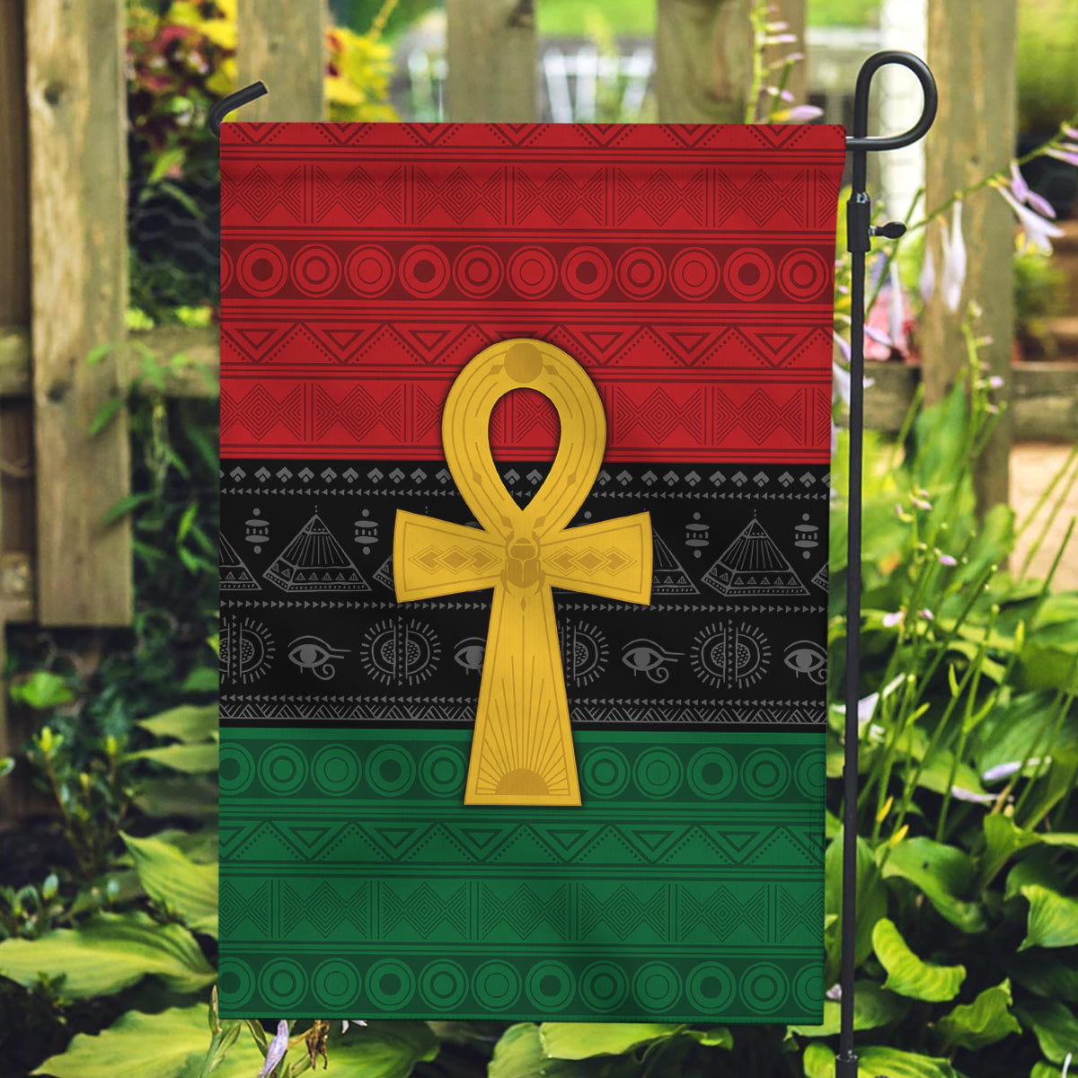 Pan African Ankh Garden Flag Egyptian Cross - Wonder Print Shop