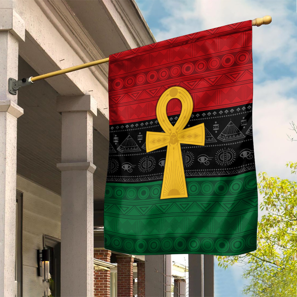 Pan African Ankh Garden Flag Egyptian Cross - Wonder Print Shop