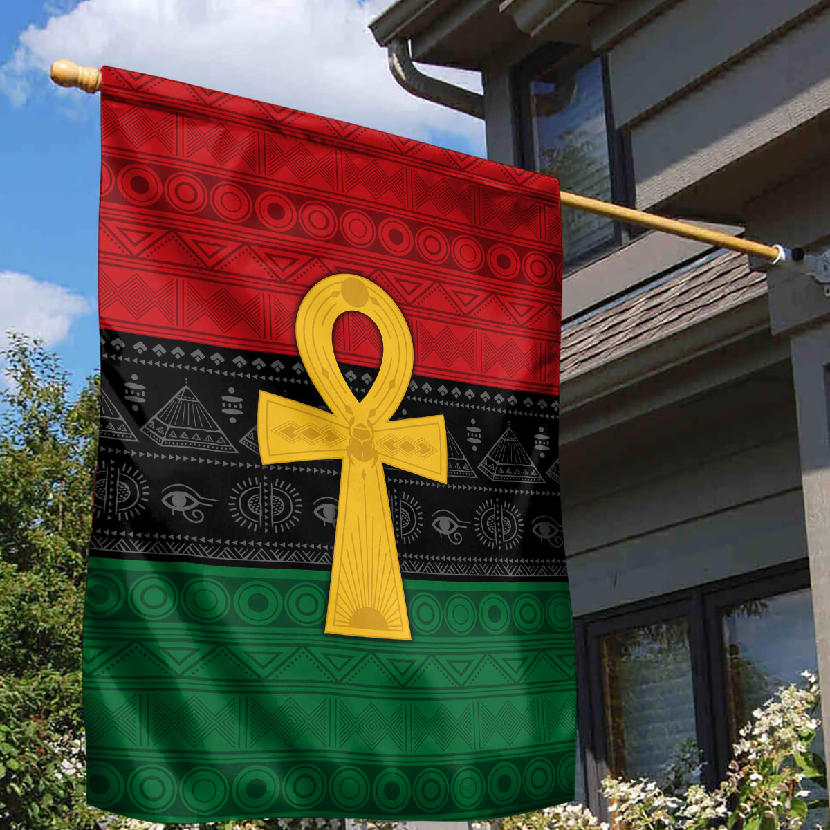 Pan African Ankh Garden Flag Egyptian Cross - Wonder Print Shop