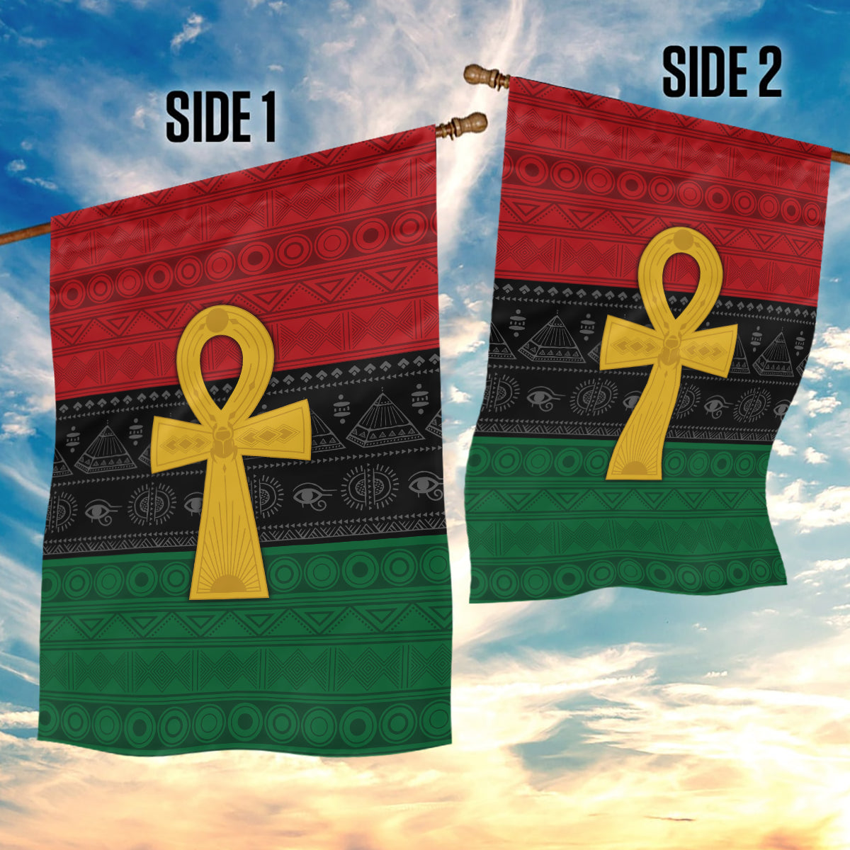 Pan African Ankh Garden Flag Egyptian Cross - Wonder Print Shop