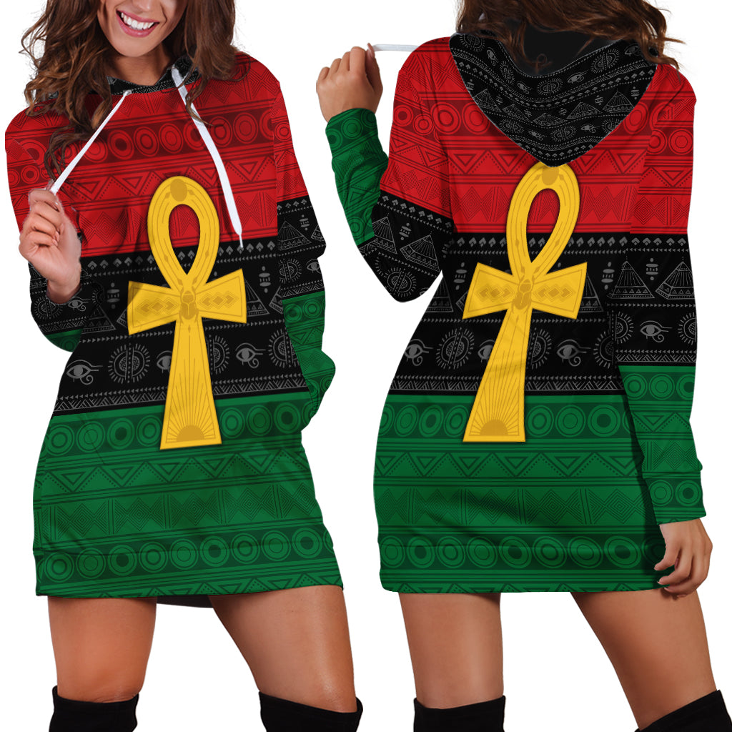 Pan African Ankh Hoodie Dress Egyptian Cross - Wonder Print Shop