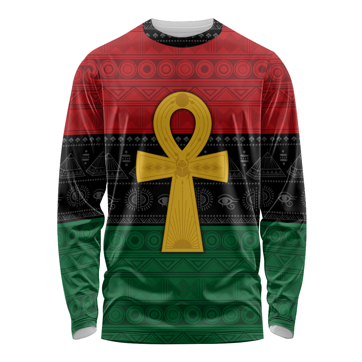 Pan African Ankh Long Sleeve Shirt Egyptian Cross - Wonder Print Shop