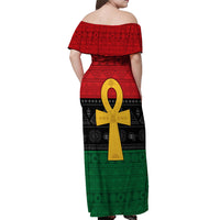 Pan African Ankh Off Shoulder Maxi Dress Egyptian Cross - Wonder Print Shop