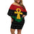 Pan African Ankh Off Shoulder Short Dress Egyptian Cross - Wonder Print Shop