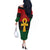 Pan African Ankh Off The Shoulder Long Sleeve Dress Egyptian Cross - Wonder Print Shop