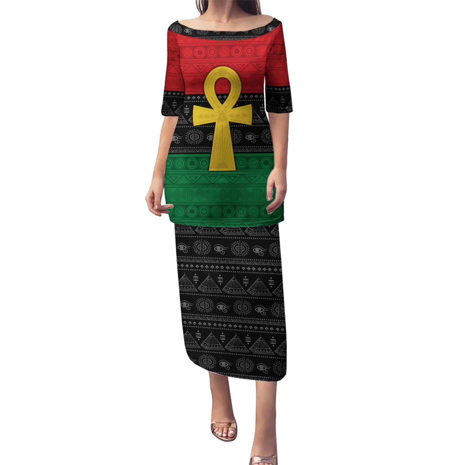 Pan African Ankh Puletasi Egyptian Cross - Wonder Print Shop