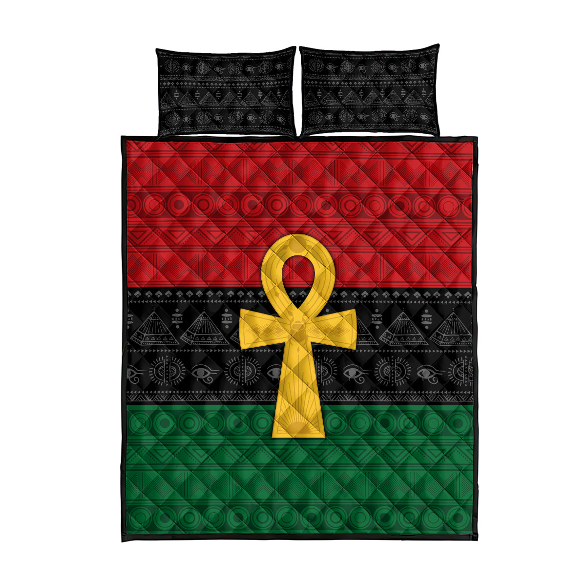 Pan African Ankh Quilt Bed Set Egyptian Cross - Wonder Print Shop