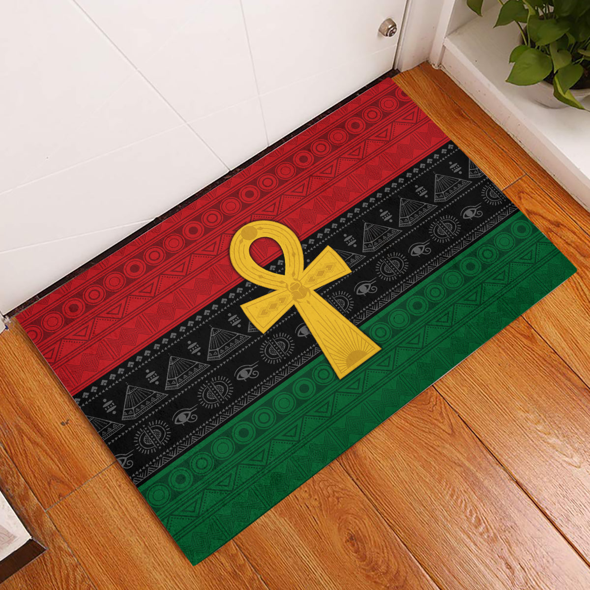Pan African Ankh Rubber Doormat Egyptian Cross - Wonder Print Shop