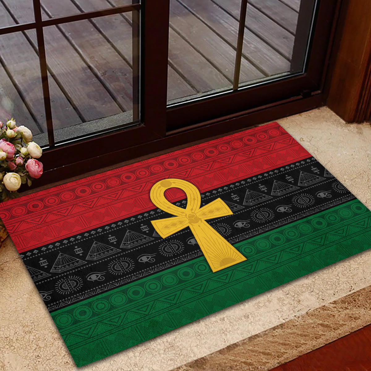 Pan African Ankh Rubber Doormat Egyptian Cross - Wonder Print Shop