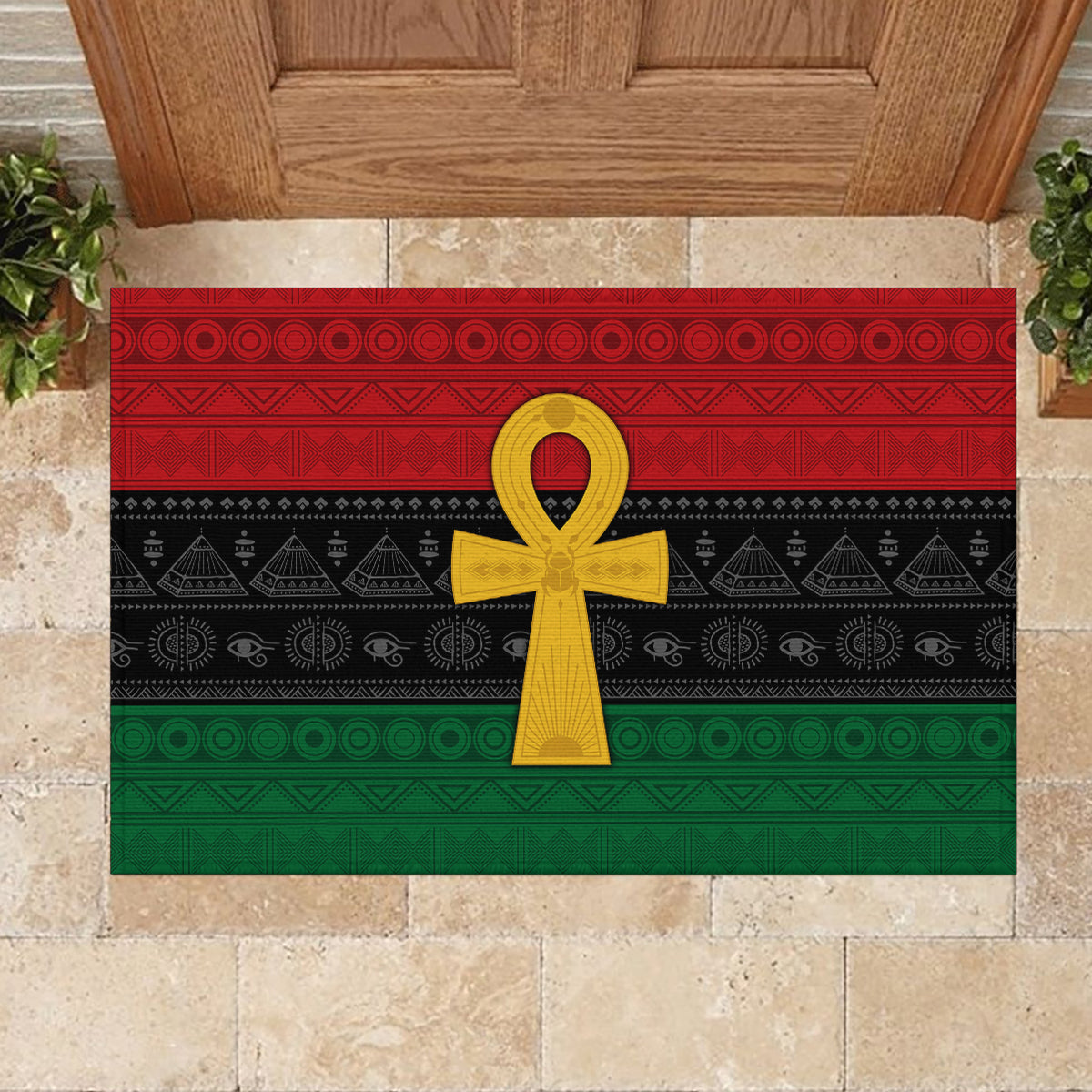 Pan African Ankh Rubber Doormat Egyptian Cross - Wonder Print Shop