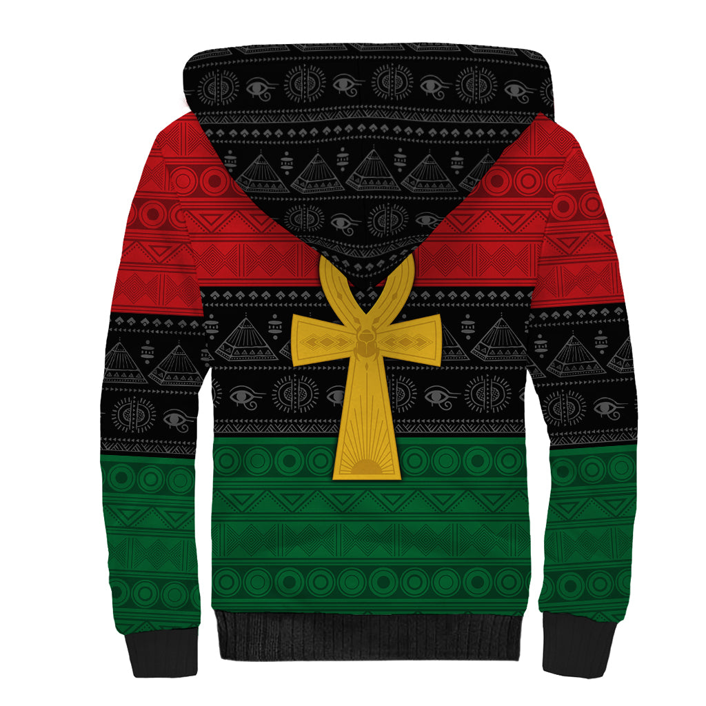Pan African Ankh Sherpa Hoodie Egyptian Cross - Wonder Print Shop
